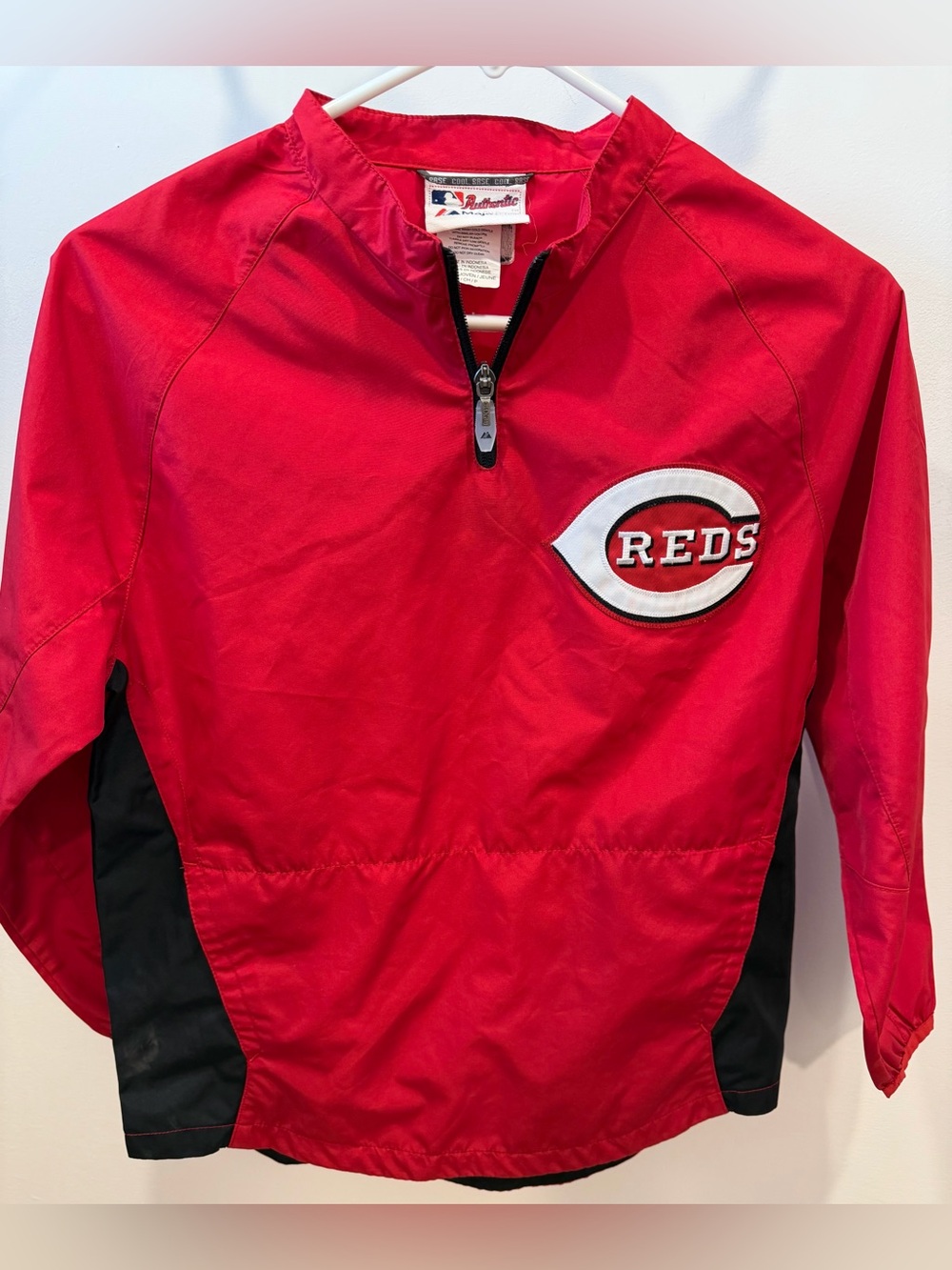 MLB CINCINNATI REDS Embroidered Youth Quarter Zip Windbreaker - Picture 1 of 8